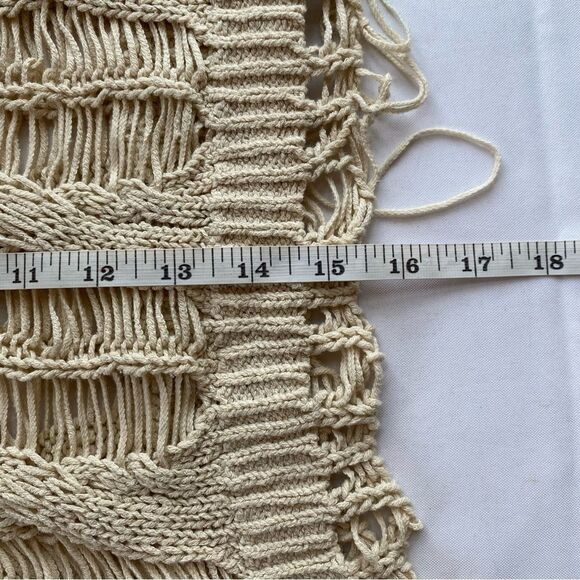 Zara Distressed Beige Laddered Knit Long Sleeve Crop Top Size Small - Picture 16 of 16